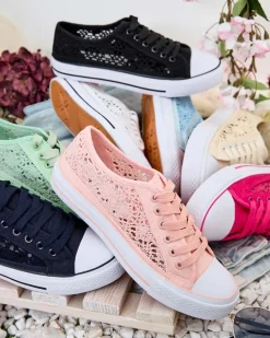 Trampki^Royalfashion Damskie ażurowe trampki Niz zielony