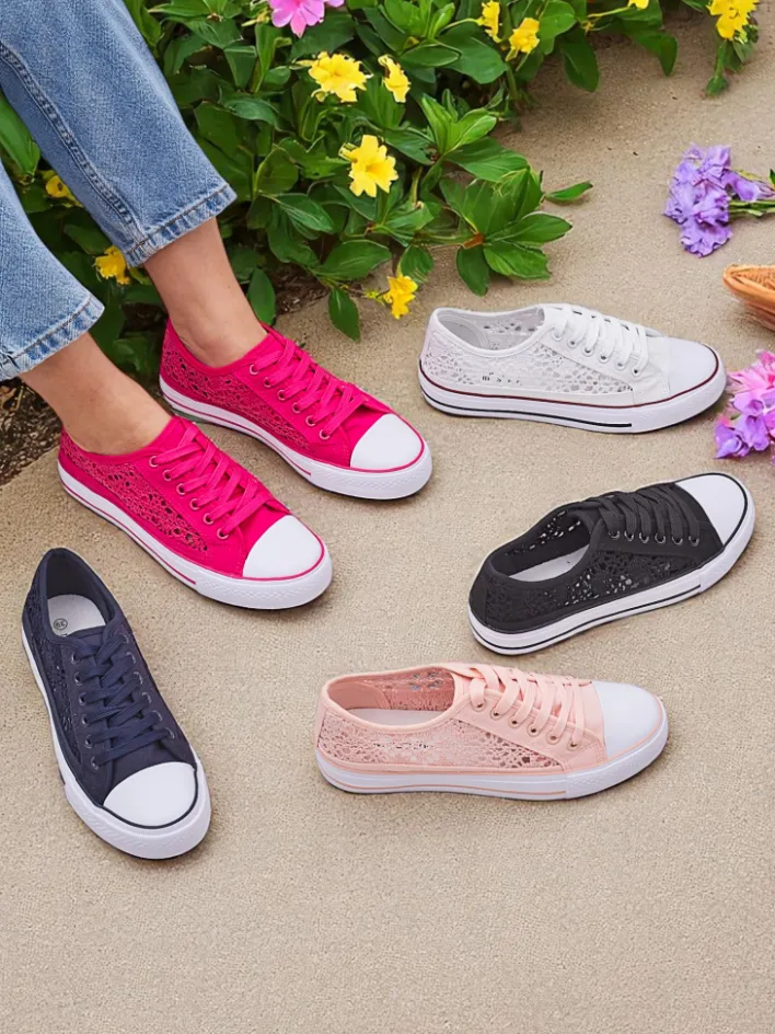 Trampki^Royalfashion Damskie ażurowe trampki Niz zielony