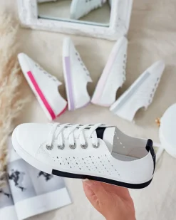 Trampki|Sneakersy^Royalfashion Damskie ażurowe tenisówki Murras biały