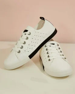 Trampki|Sneakersy^Royalfashion Damskie ażurowe tenisówki Murras biały