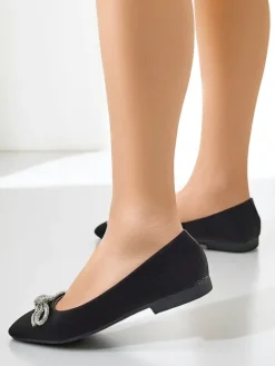 Buty Na Wielkie Wyjście|Baleriny Klasyczne^Royalfashion Damskie baleriny z kokardką i połyskiem Ofenal czarny