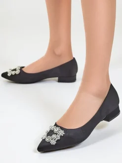 Buty Na Wielkie Wyjście|Baleriny Klasyczne^Royalfashion Damskie baleriny a'la satynowe z klamerką Legant czarny