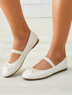 Buty Na Wielkie Wyjście|Baleriny Klasyczne^Royalfashion Damskie baleriny z kokardką i gumką Evsal biały