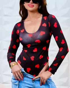 Body^Royalfashion Damskie body z printem czarny