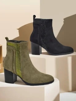 Botki Na Słupku|Nowość^Royalfashion Damskie botki na słupku Venotto zielony