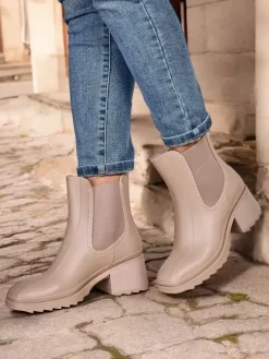 Botki Bez Ocieplenia|Botki Na Płaskim Obcasie^Royalfashion Damskie botki Bonii beżowy