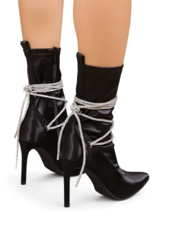 Szpilki|Botki Bez Ocieplenia^Royalfashion Damskie botki na szpilce z paseczkami z cyrkonii Glamese