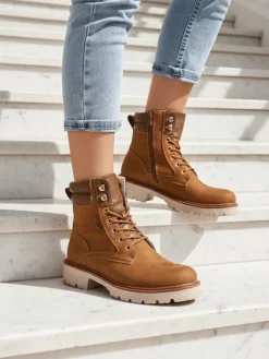 Workery|Botki Z Delikatnym Ociepleniem^Royalfashion Damskie botki workery Fiemo brązowy