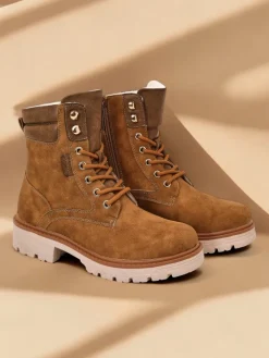 Workery|Botki Z Delikatnym Ociepleniem^Royalfashion Damskie botki workery Fiemo brązowy