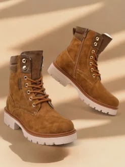 Workery|Botki Z Delikatnym Ociepleniem^Royalfashion Damskie botki workery Fiemo brązowy