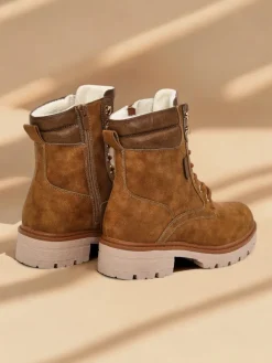 Workery|Botki Z Delikatnym Ociepleniem^Royalfashion Damskie botki workery Fiemo brązowy
