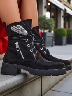 Workery|Botki Z Delikatnym Ociepleniem^Royalfashion Damskie botki workery Volio czarny