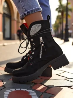 Workery|Botki Z Delikatnym Ociepleniem^Royalfashion Damskie botki workery Volio czarny