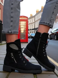 Workery|Botki Z Delikatnym Ociepleniem^Royalfashion Damskie botki workery Volio czarny