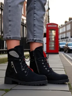 Workery|Botki Z Delikatnym Ociepleniem^Royalfashion Damskie botki workery Volio czarny