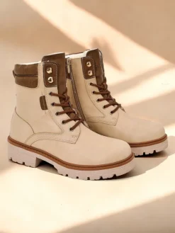 Workery|Botki Sznurowane^Royalfashion Damskie botki workery Fiemo beżowy