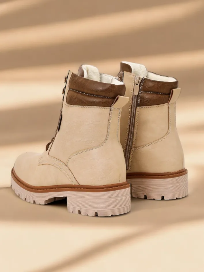 Workery|Botki Sznurowane^Royalfashion Damskie botki workery Fiemo beżowy