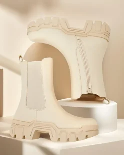 Botki Z Delikatnym Ociepleniem|Botki Na Platformie^Royalfashion Damskie botki Dorinov beżowy