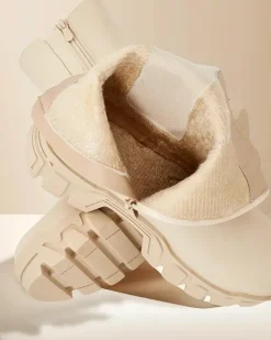 Botki Z Delikatnym Ociepleniem|Botki Na Platformie^Royalfashion Damskie botki Dorinov beżowy