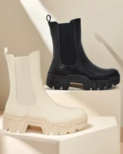 Botki Z Delikatnym Ociepleniem|Botki Na Platformie^Royalfashion Damskie botki Dorinov beżowy