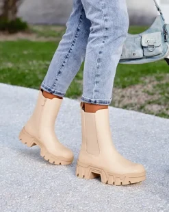 Botki Z Delikatnym Ociepleniem|Botki Na Platformie^Royalfashion Damskie botki Dorinov beżowy