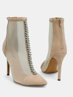 Szpilki|Botki Bez Ocieplenia^Royalfashion Damskie botki na szpilce z przeźroczystej siateczki Glam Style