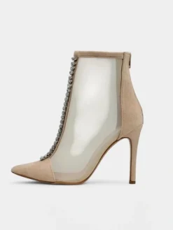 Szpilki|Botki Bez Ocieplenia^Royalfashion Damskie botki na szpilce z przeźroczystej siateczki Glam Style