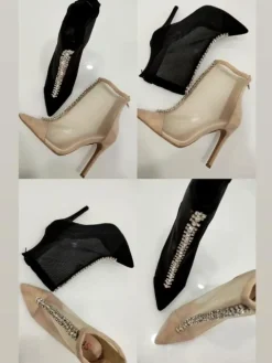Szpilki|Botki Bez Ocieplenia^Royalfashion Damskie botki na szpilce z przeźroczystej siateczki Glam Style