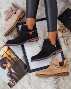 Botki Bez Ocieplenia^Royalfashion Damskie botki Rizor czarny