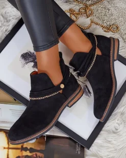 Botki Bez Ocieplenia^Royalfashion Damskie botki Rizor czarny