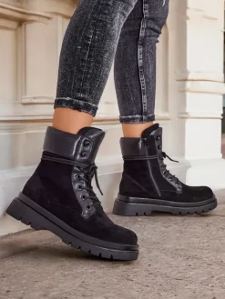 Workery|Botki Z Delikatnym Ociepleniem^Royalfashion Damskie botki workery Ferrinole czarny