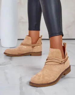 Botki Bez Ocieplenia^Royalfashion Damskie botki Rizor jasny brązowy