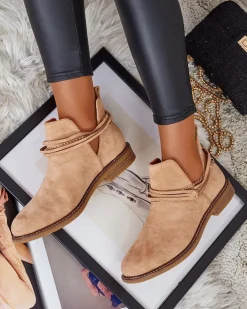 Botki Bez Ocieplenia^Royalfashion Damskie botki Rizor jasny brązowy