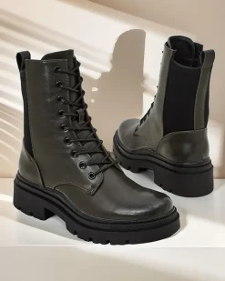 Workery|Botki Sznurowane^Royalfashion Damskie botki workery Rinnoc zielony