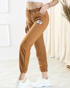 Spodnie Dresowe^Royalfashion Damskie brązowe spodnie dresowe brązowy