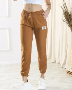 Spodnie Dresowe^Royalfashion Damskie brązowe spodnie dresowe brązowy