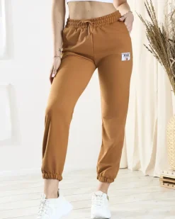 Spodnie Dresowe^Royalfashion Damskie brązowe spodnie dresowe brązowy