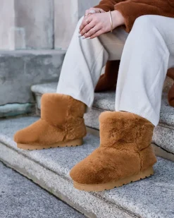 Śniegowce^Royalfashion Damskie buty a'la śniegowce w kolorze owym Ottola Camel