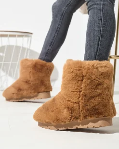 Śniegowce^Royalfashion Damskie buty a'la śniegowce w kolorze owym Ottola Camel