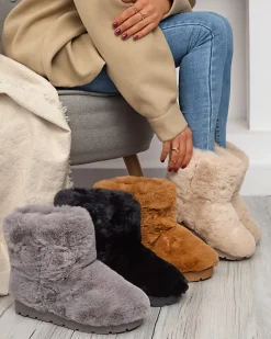 Śniegowce^Royalfashion Damskie buty a'la śniegowce w kolorze owym Ottola Camel