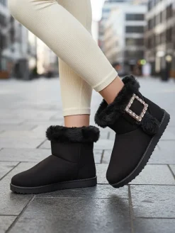 Śniegowce^Royalfashion Damskie buty a'la śniegowce z ozdobą Galaes czarny