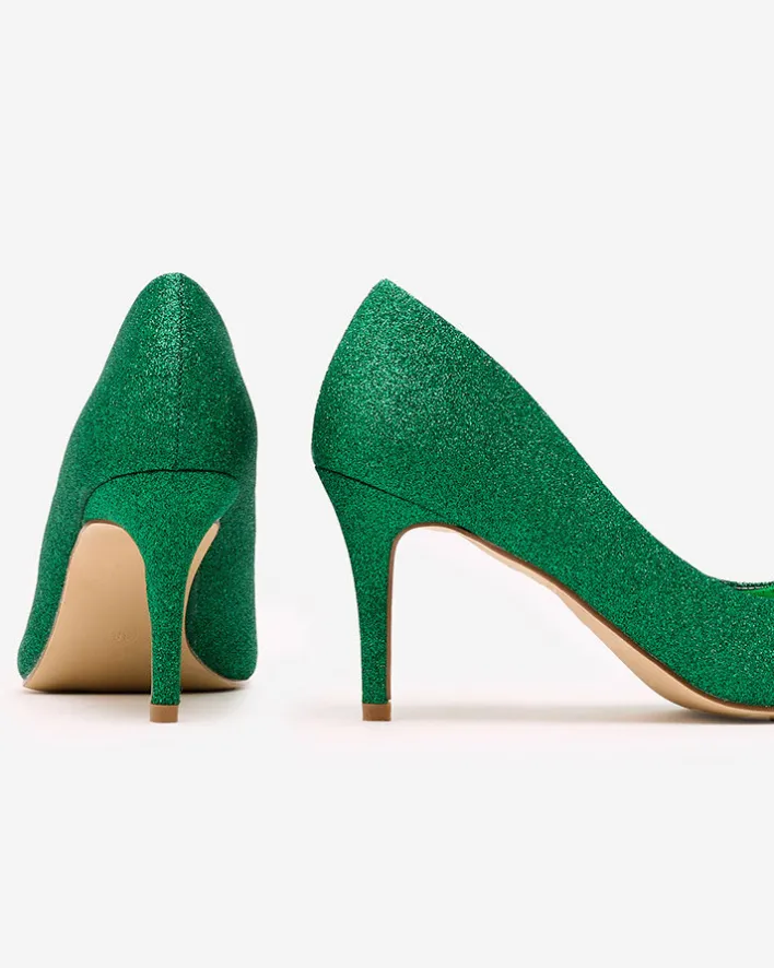 Klasyczne^Royalfashion Damskie czółenka na szpilce z brokatem Matomilso zielony