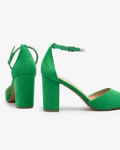 Klasyczne^Royalfashion Damskie czółenka z cyrkoniami Britica zielony