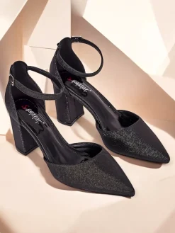 Buty Na Wielkie Wyjście^Royalfashion Damskie czółenka z brokatem Noratt czarny