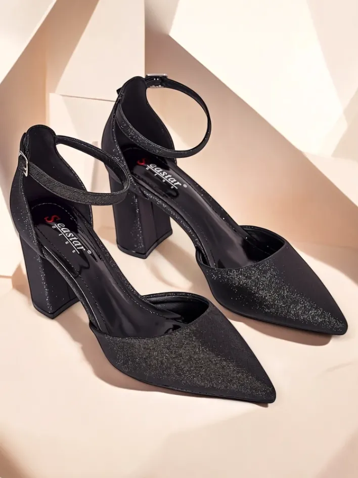 Buty Na Wielkie Wyjście^Royalfashion Damskie czółenka z brokatem Noratt czarny