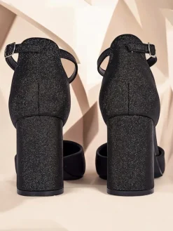 Buty Na Wielkie Wyjście^Royalfashion Damskie czółenka z brokatem Noratt czarny