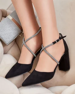 Buty Na Wielkie Wyjście|Klasyczne^Royalfashion Damskie czółenka z cyrkoniami Briticca czarny