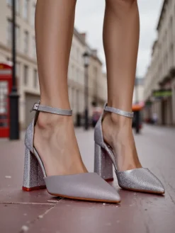 Buty Na Wielkie Wyjście^Royalfashion Damskie czółenka z brokatem Noratt srebrny