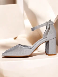 Buty Na Wielkie Wyjście^Royalfashion Damskie czółenka z brokatem Noratt srebrny