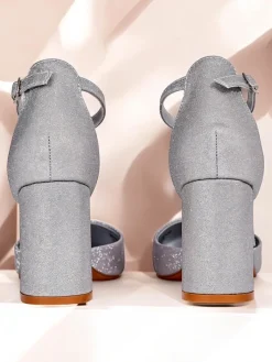 Buty Na Wielkie Wyjście^Royalfashion Damskie czółenka z brokatem Noratt srebrny